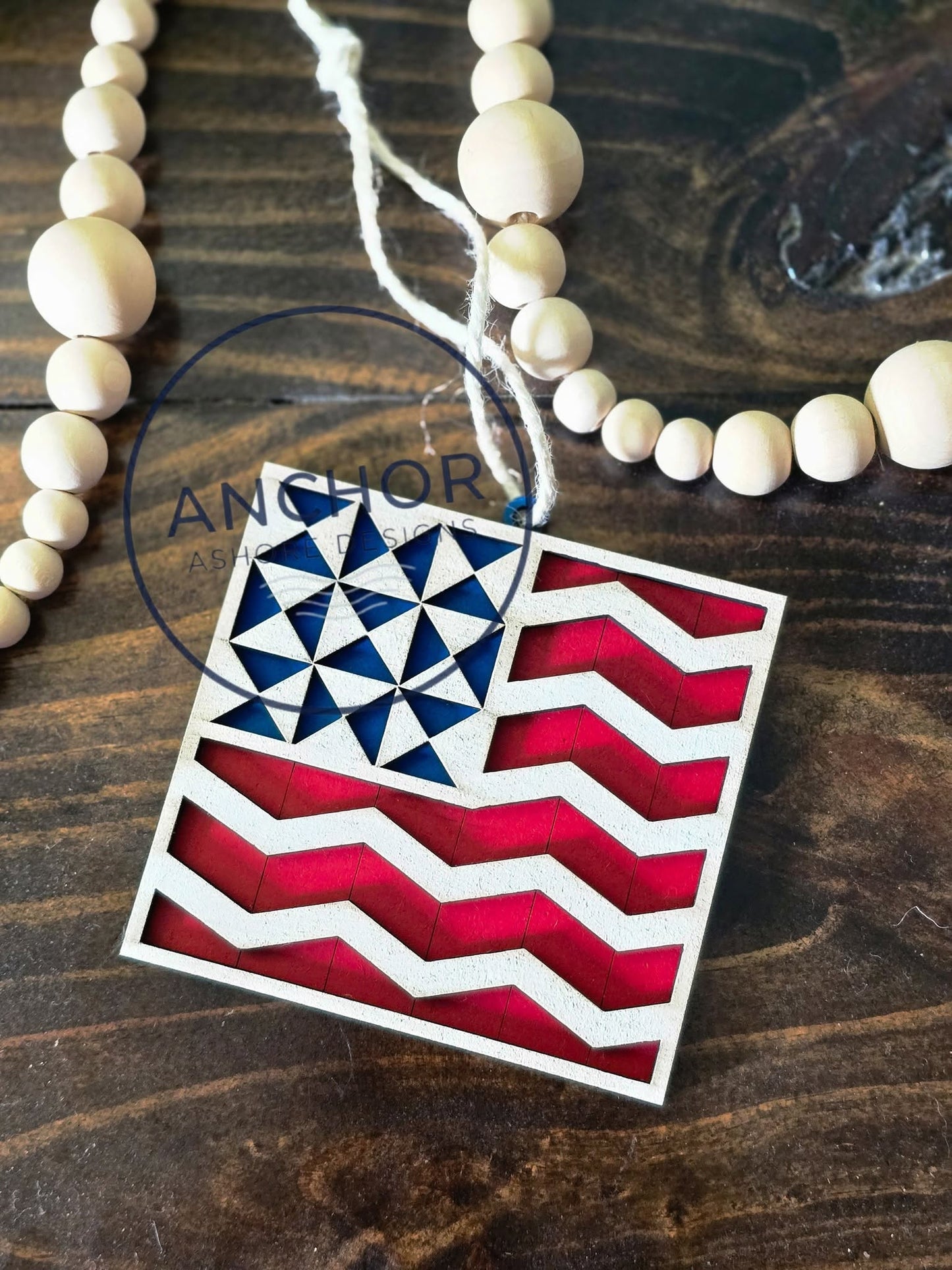 Americana Quilted Flag Ornament