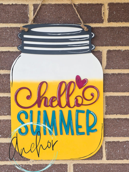 Hello Summer Mason Jar Hanger
